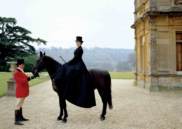 Lady Mary on a horse for the annual hunt - Downton Abbey