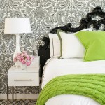Elegant bedrooms - Luscious bedroom with lime green, white and grey tones