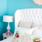 Tufted bedroom headboard - Tufted furniture - white and turquoise blue