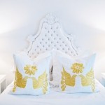 Tufted bedroom bedhead - Tufted furniture - white yellow