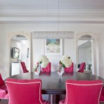 Tufted pink - pink dining chairs with piping