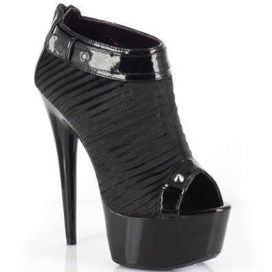 Black platform booties with glossy trim - Ellie Womens Somi-609 Platform Shoes