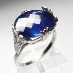 Art Deco Blue Sapphire & Diamond Engagement Ring