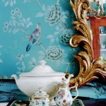 Blue chinoiserie wallpaper