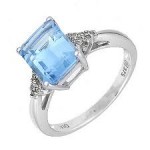 Pale blue stone engagement ring with diamonds