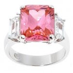 Pink ruby engagement ring with diamonds