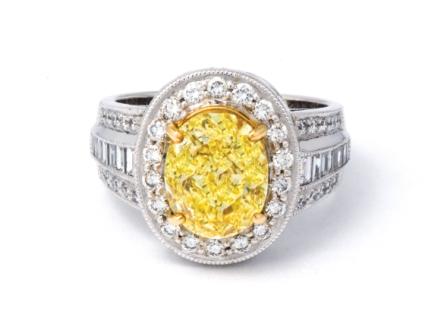 Canary yellow oval engagement ring