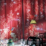 Red chinoiserie fabric