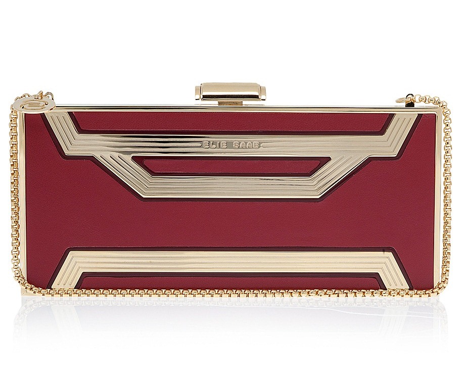 Elie Saab Rectangle Box Clutch Bag - red and gold