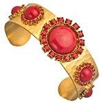 LIZ Palacios Red Caboche and Gold Cuff Bracelet