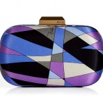 Emilio Pucci Lavender Geometric Print Round Hard Clutch purse