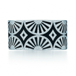 Tiffany Deco Fan bangle in platinum and black lacquer with diamonds - The Great Gatsby collection