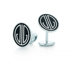 Tiffany Ziegfeld Collection cuff links in sterling silver with black enamel finish - Great Gatsby