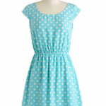 Kate Middleton style - ModCloth True Blue Charmer Dress - polka dots