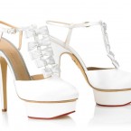 White shoes with ruffle and platform
