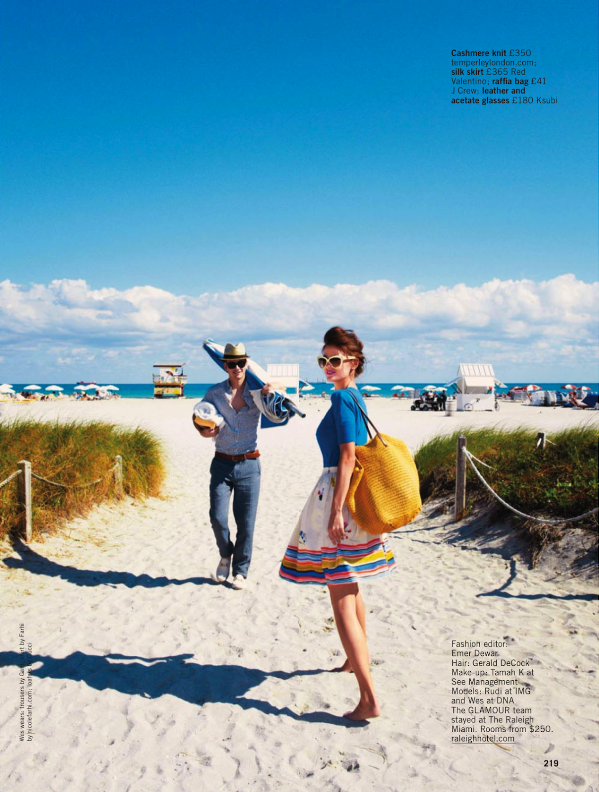 Beach glamour: Rudi Ovchinnikova and Wes by Pamela Hanson for Glamour UK May 2013