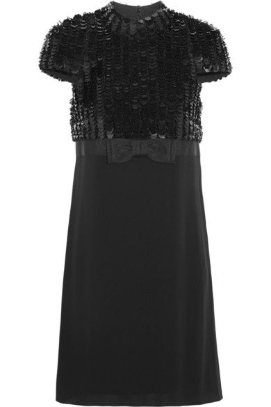 SAINT LAURENT Paillette-embellished crepe mini dress